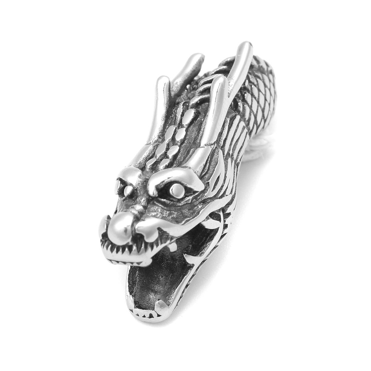 Imagen de 304 Acero Inoxidable Cuentas Dragón Plata Antigua 3.6cm x 1.1cm, Agujero: Aprox 6mm, 1 Unidad