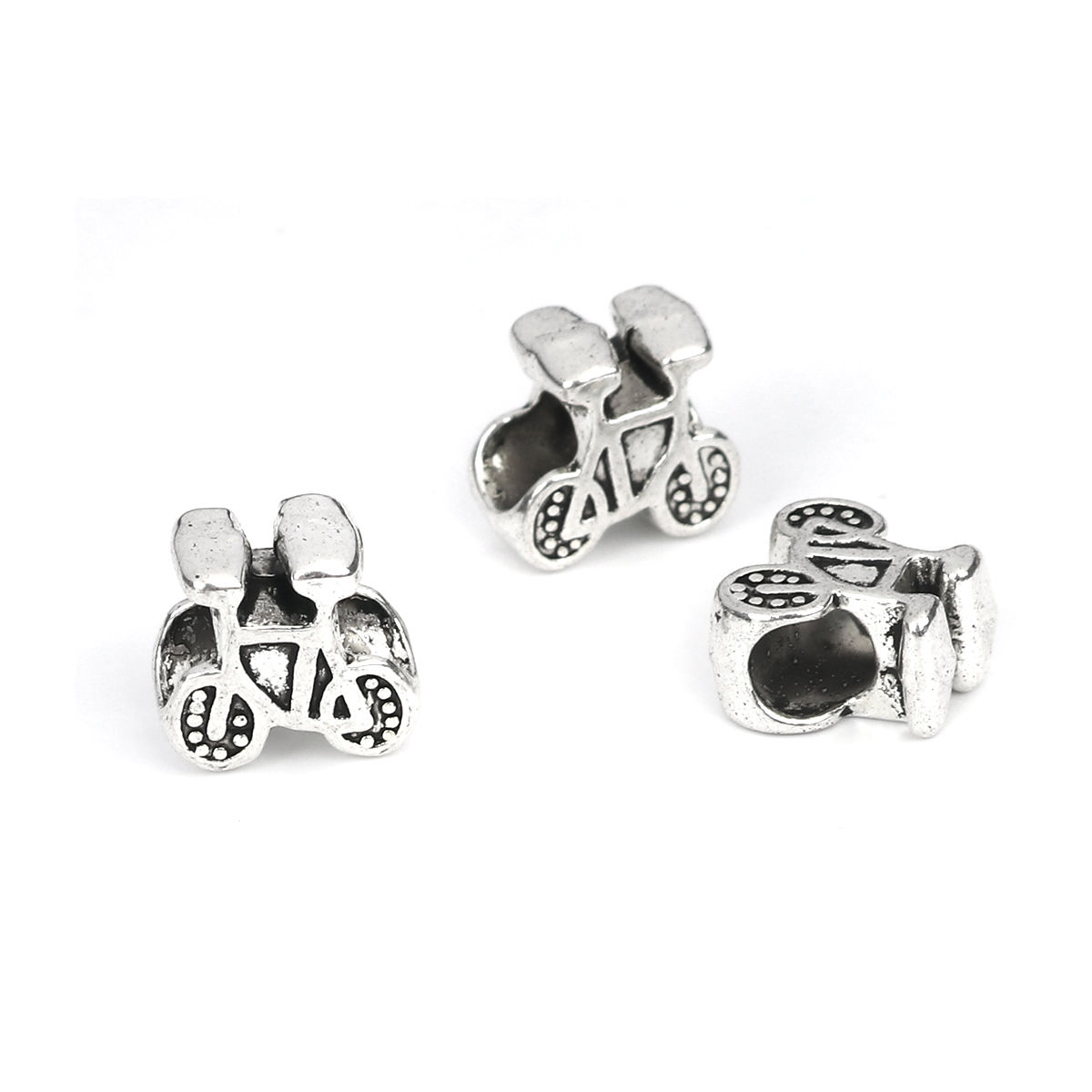 Picture of Zinc Based Alloy Spacer Beads Bicycle Antique Silver Color About 12mm x 12mm, Hole: Approx 5mm, 50 PCs