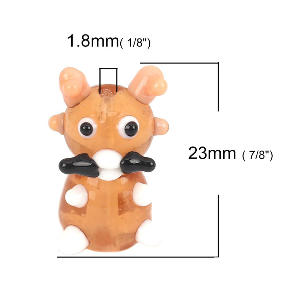 Picture of Lampwork Glass Beads Deer Animal Coffee About 23mm x 13mm, Hole: Approx 1.8mm, 2 PCs