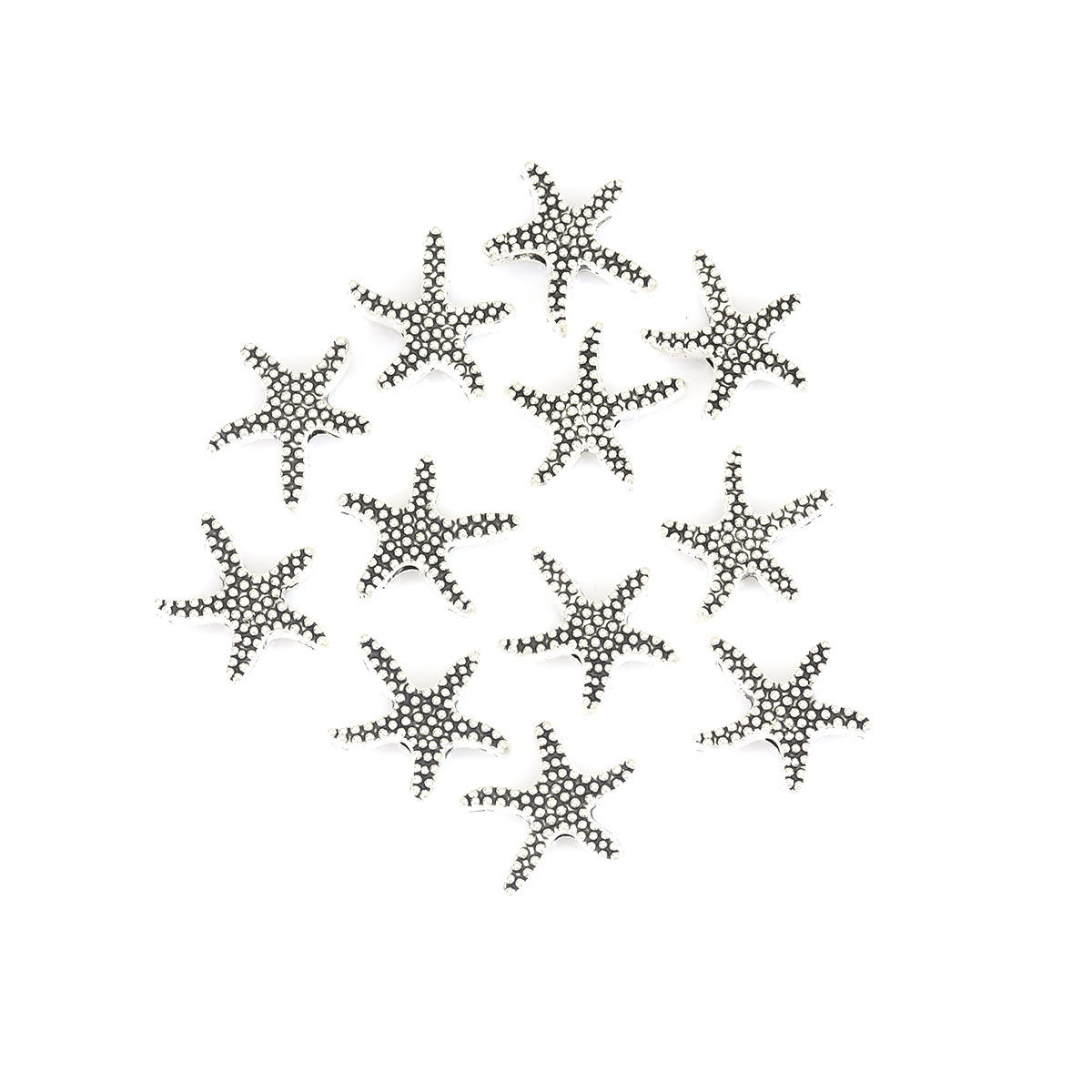 Picture of Zinc Based Alloy Beads Star Fish Antique Silver Color About 17mm x 16mm, Hole: Approx 2.1mm, 20 PCs