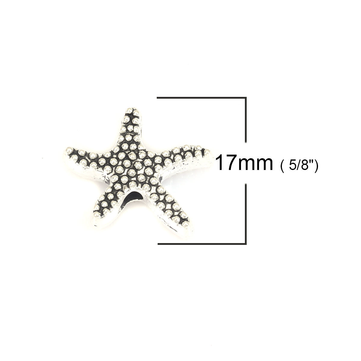 Picture of Zinc Based Alloy Beads Star Fish Antique Silver Color About 17mm x 16mm, Hole: Approx 2.1mm, 20 PCs