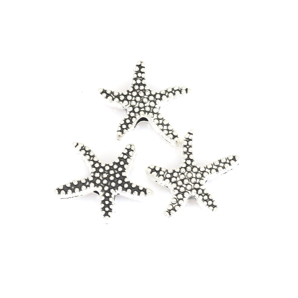 Picture of Zinc Based Alloy Beads Star Fish Antique Silver Color About 17mm x 16mm, Hole: Approx 2.1mm, 20 PCs