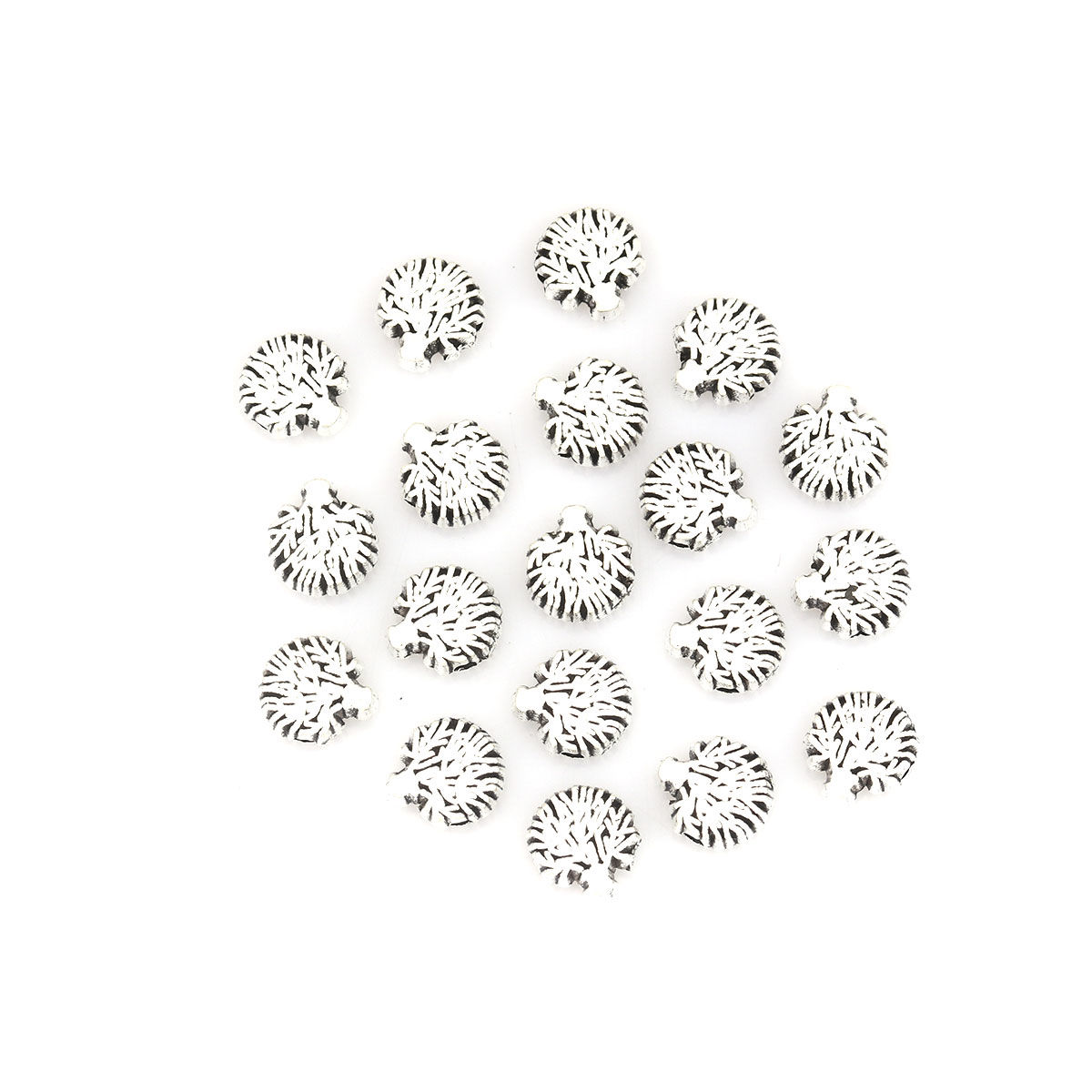Picture of Zinc Based Alloy Beads Tree Antique Silver Color About 8mm x 8mm, Hole: Approx 1.2mm, 100 PCs