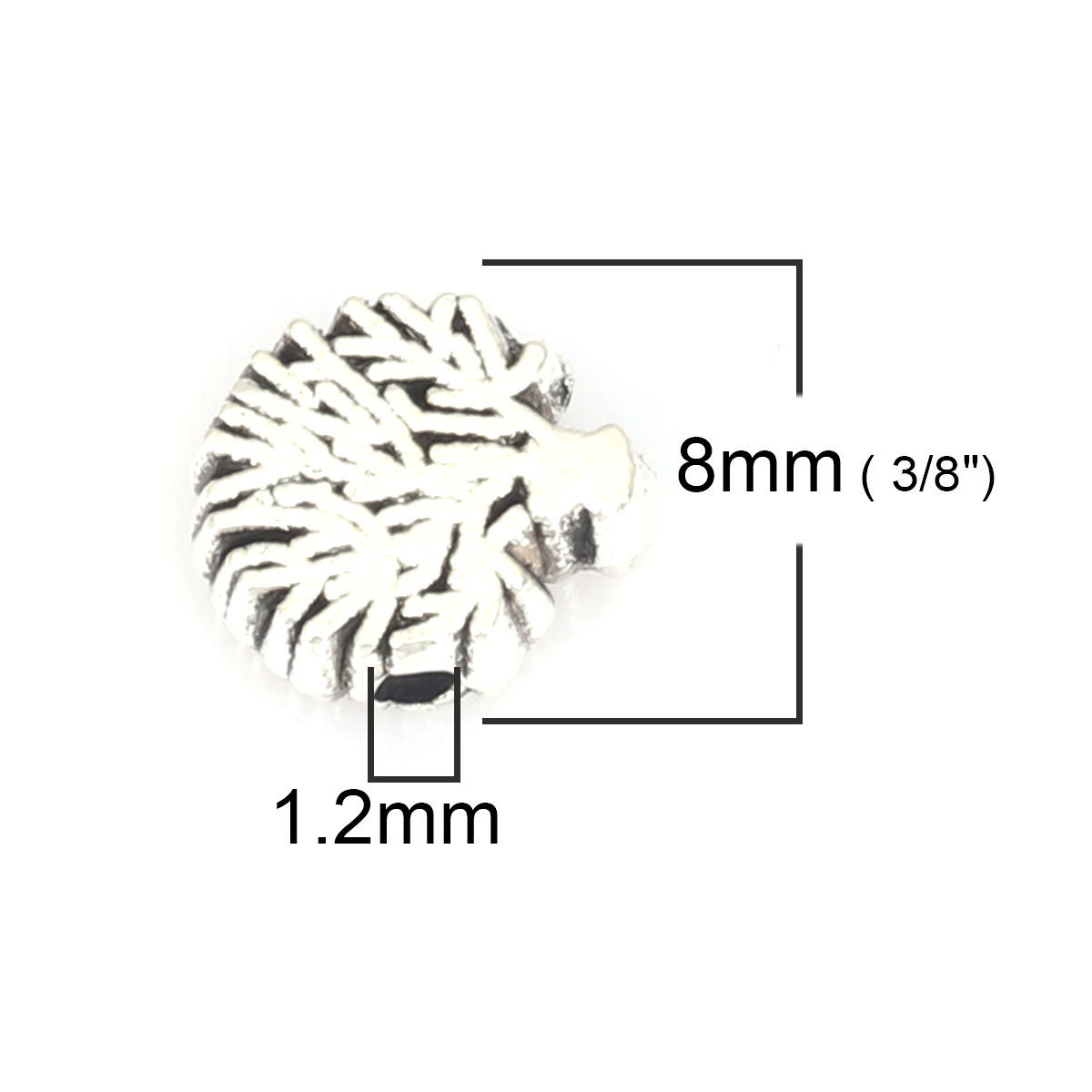 Picture of Zinc Based Alloy Beads Tree Antique Silver Color About 8mm x 8mm, Hole: Approx 1.2mm, 100 PCs