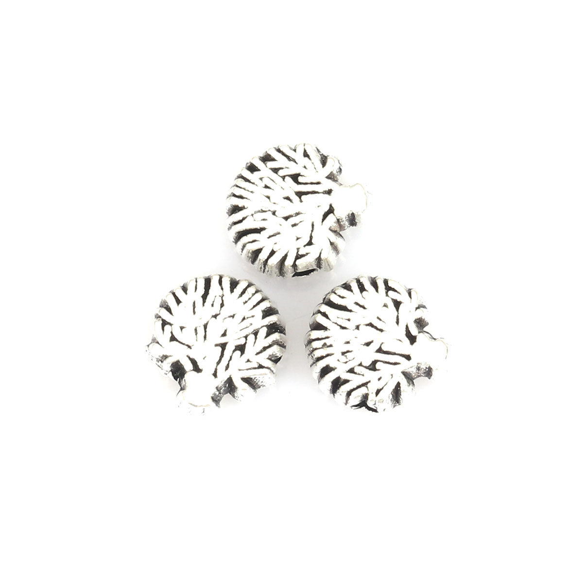 Picture of Zinc Based Alloy Beads Tree Antique Silver Color About 8mm x 8mm, Hole: Approx 1.2mm, 100 PCs