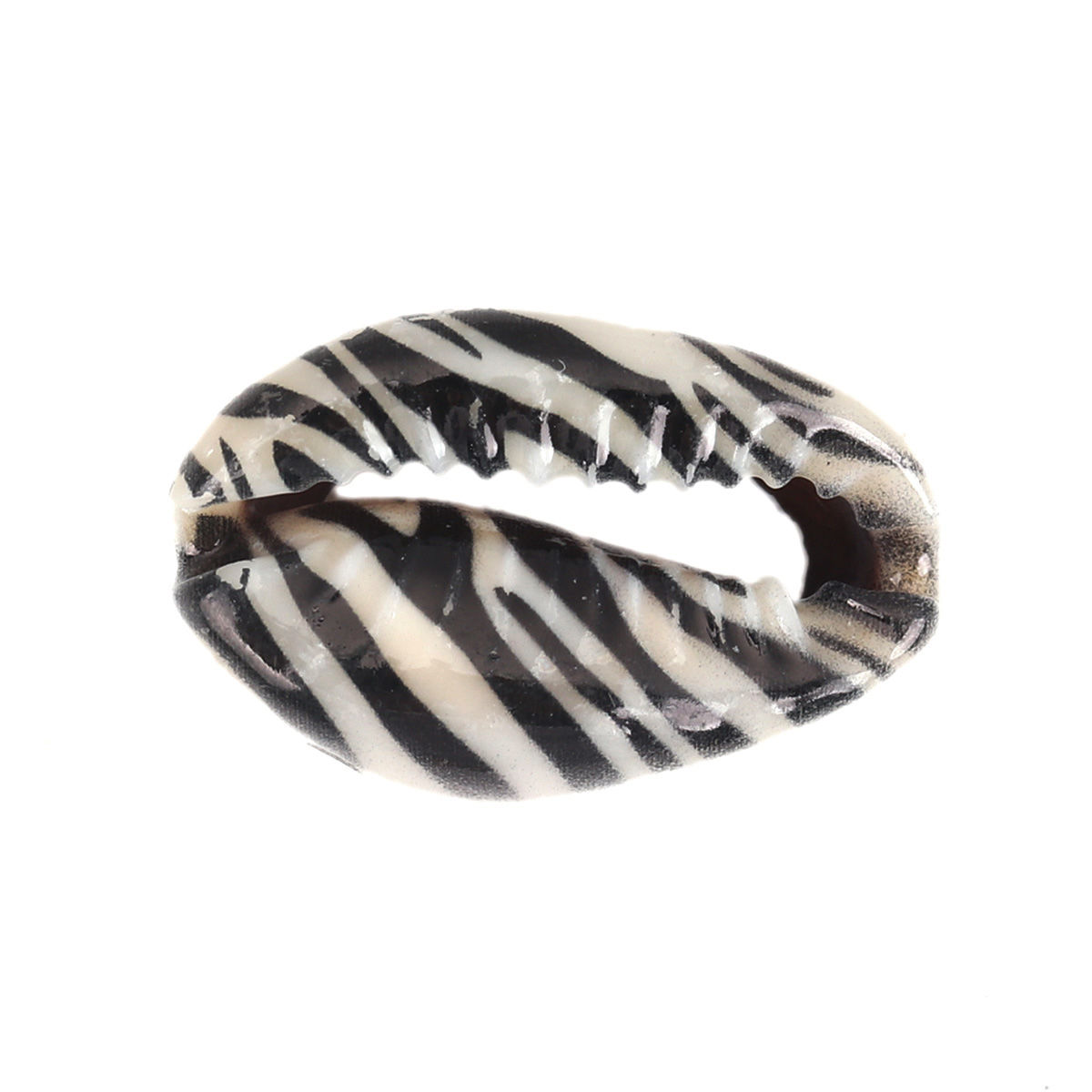 Image de Perles en Coquille Escargot de Mer Noir Rayées 25mm x 17mm-18mm x 14mm, 10 Pcs