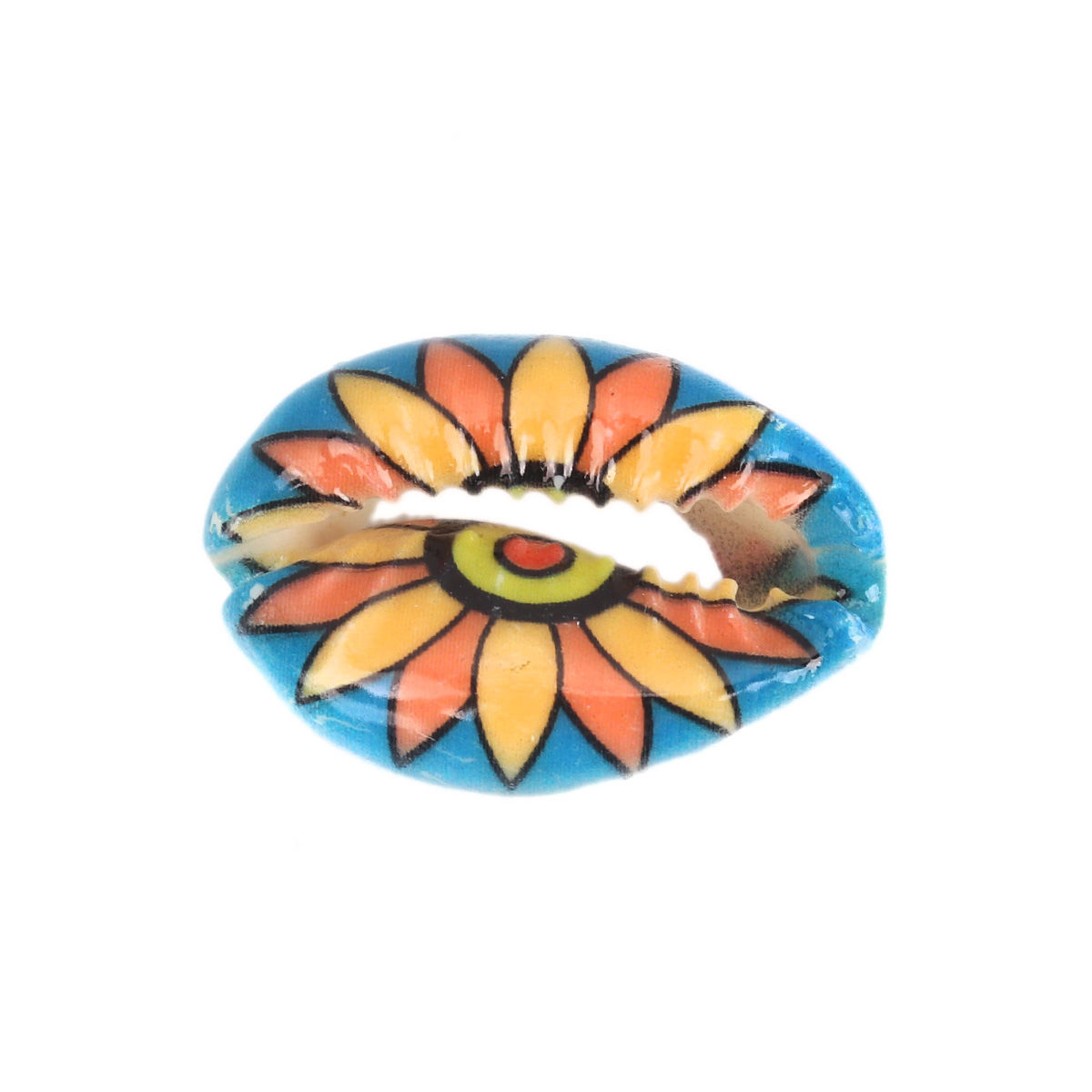 Picture of Natural Shell Loose Beads Conch/ Sea Snail Multicolor Flower Pattern About 25mm x 17mm-18mm x 14mm, 10 PCs