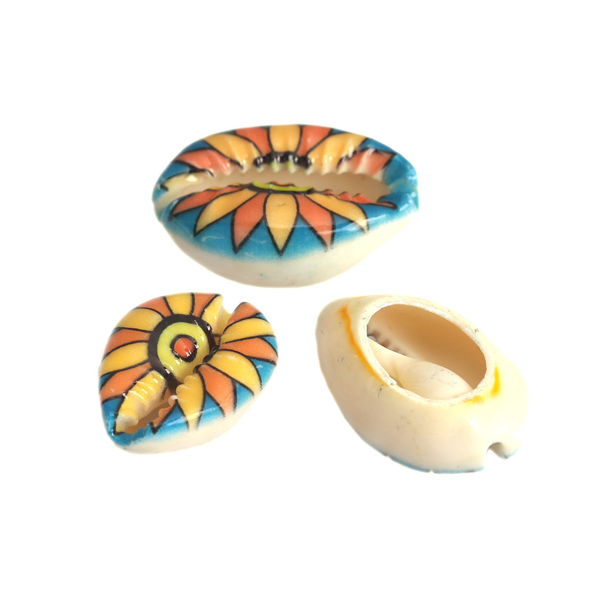 Picture of Natural Shell Loose Beads Conch/ Sea Snail Multicolor Flower Pattern About 25mm x 17mm-18mm x 14mm, 10 PCs