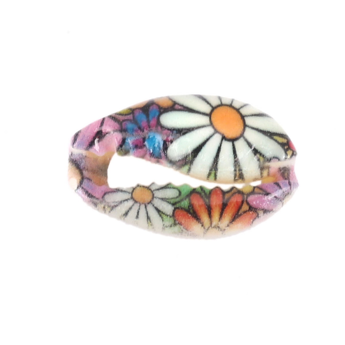 Picture of Natural Shell Loose Beads Conch/ Sea Snail Multicolor Flower Pattern About 20mm x 13mm-16mm x 12mm, 10 PCs