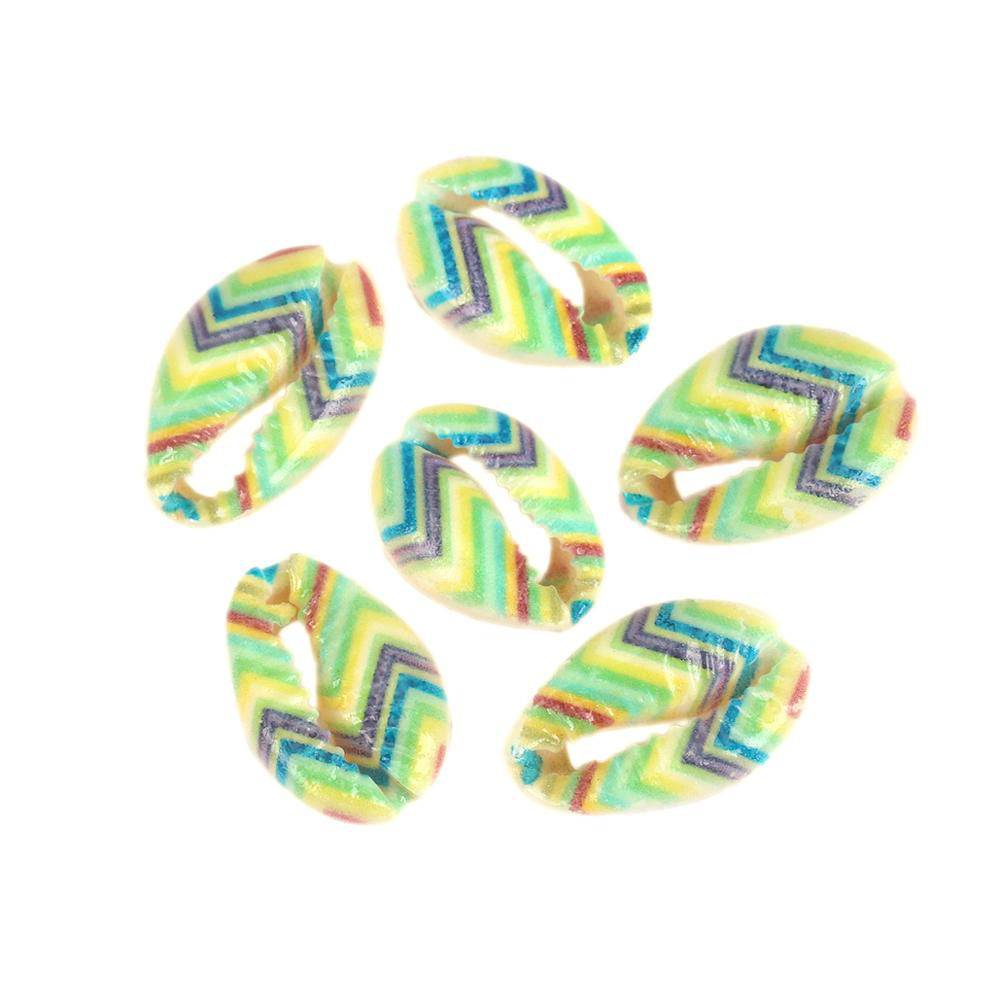 Picture of Natural Shell Loose Beads Conch/ Sea Snail Multicolor Flower Pattern About 20mm x 13mm-16mm x 12mm, 10 PCs