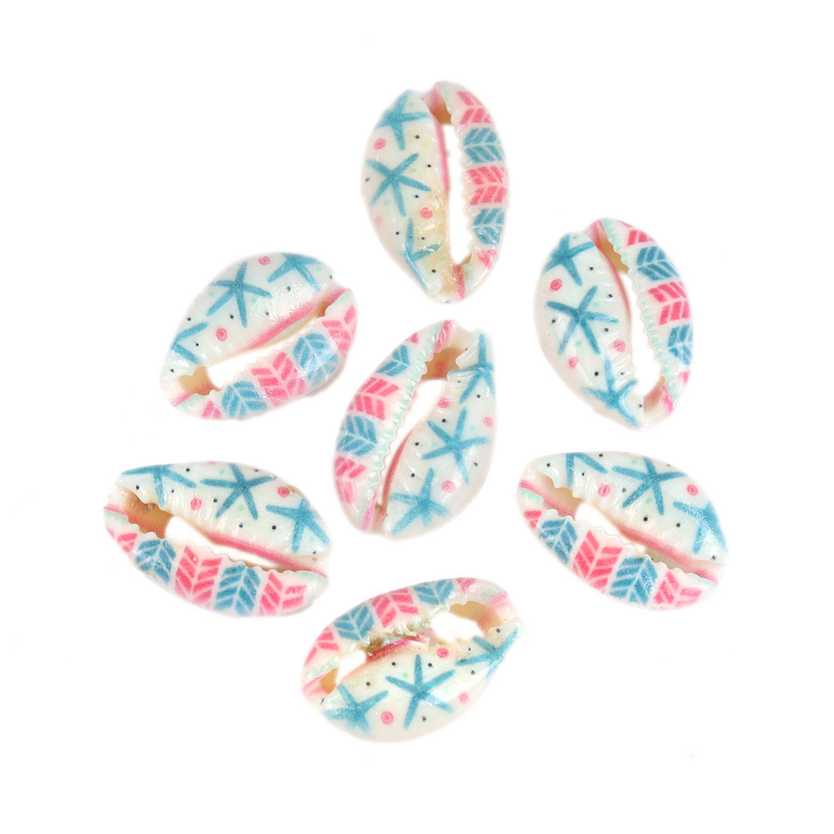Picture of Natural Shell Loose Beads Conch/ Sea Snail Multicolor Starfish Pattern About 20mm x 13mm-16mm x 12mm, 10 PCs