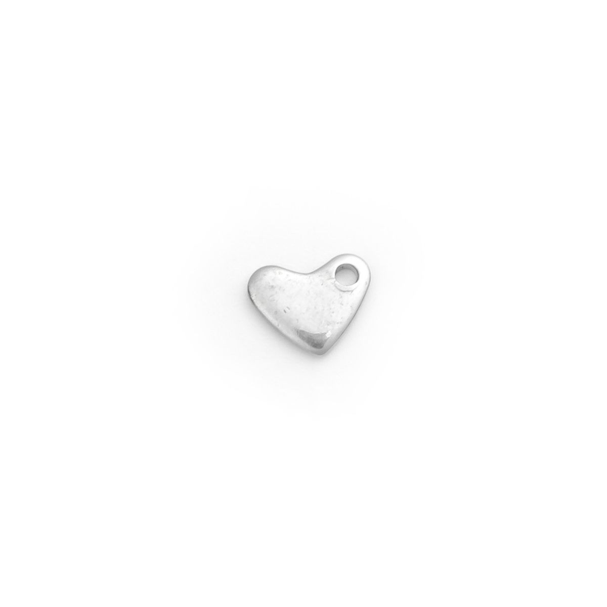 Picture of 304 Stainless Steel Charms Heart Silver Tone 7mm x 6mm, 100 PCs