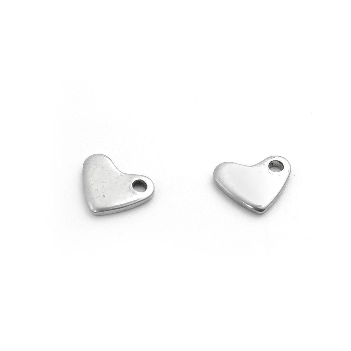Picture of 304 Stainless Steel Charms Heart Silver Tone 7mm x 6mm, 100 PCs