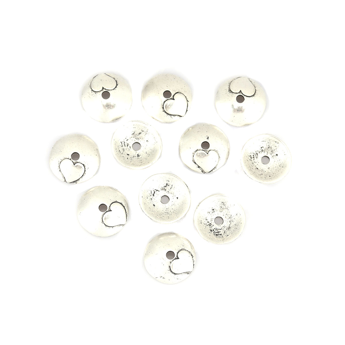 Изображение Цинковый Сплав Шапочки Для Бусин Круглые Античное Серебро Сердце, (для 16мм бусины) 14мм диаметр, 20 ШТ