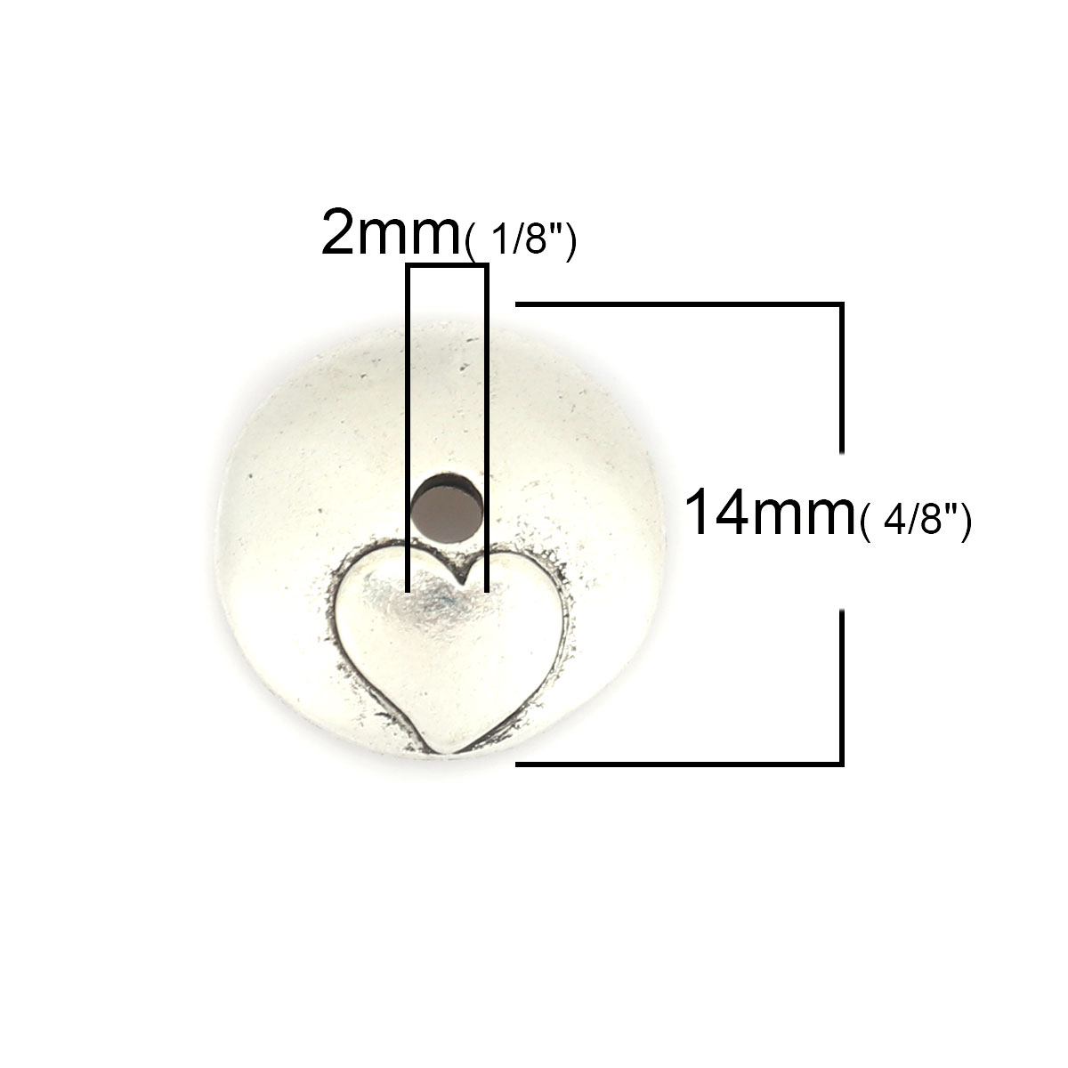 Изображение Цинковый Сплав Шапочки Для Бусин Круглые Античное Серебро Сердце, (для 16мм бусины) 14мм диаметр, 20 ШТ