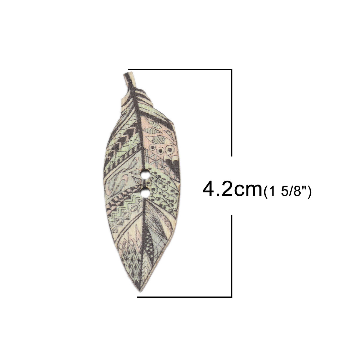 Picture of Natural Wood Sewing Buttons Scrapbooking 2 Holes Leaf At Random Mixed 42mm x 15mm, 50 PCs
