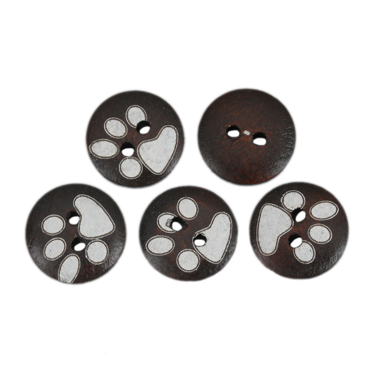 Image de Bouton de Couture en Bois Naturel Deux Trous Rond Café Foncé Griffe 15mm Dia, 100 Pcs