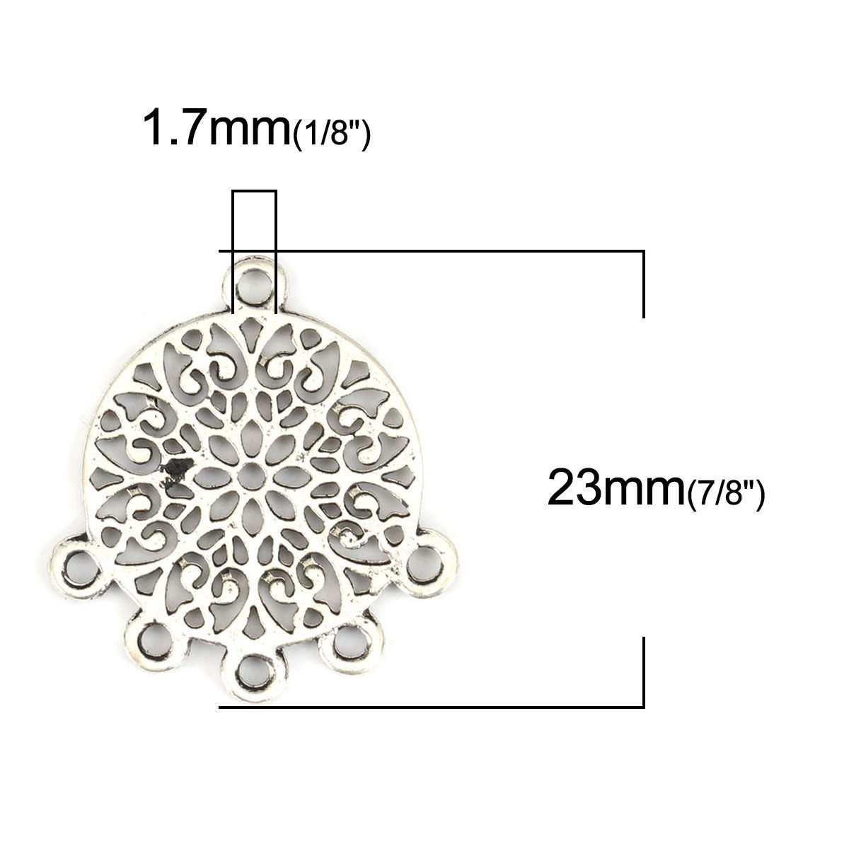 Imagen de Zamak Conectores Ronda Plata Antigua Filigrana 23mm x 21mm, 20 Unidades