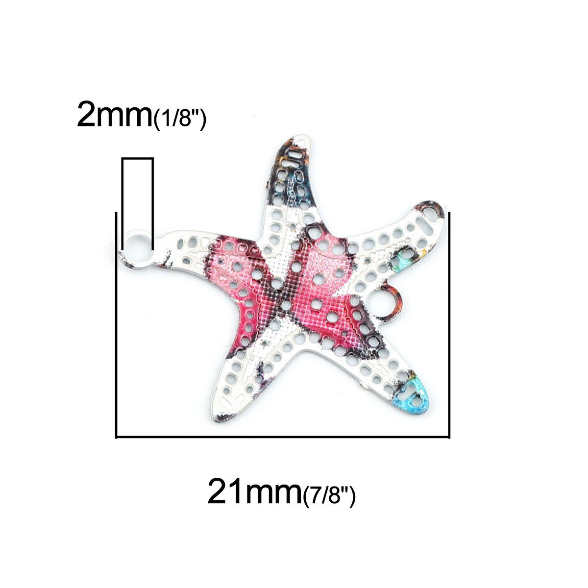 Imagen de Latón Filigrana Estampación Conectores Estrella de mar Multicolor Pintura 21mm x 20mm, 10 Unidades