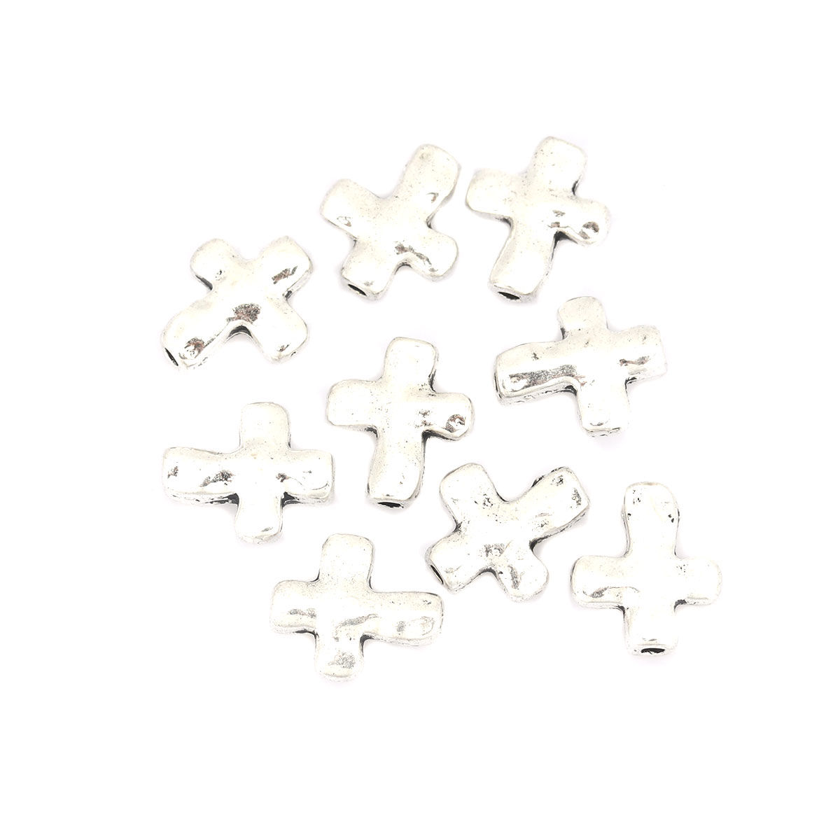 Picture of Zinc Based Alloy Spacer Beads Cross Antique Silver Color About 14mm x 12mm, Hole: Approx 1.6mm, 100 PCs