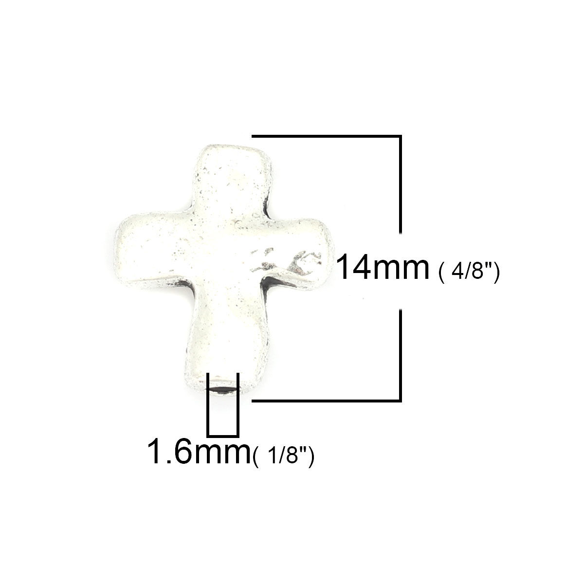 Picture of Zinc Based Alloy Spacer Beads Cross Antique Silver Color About 14mm x 12mm, Hole: Approx 1.6mm, 100 PCs