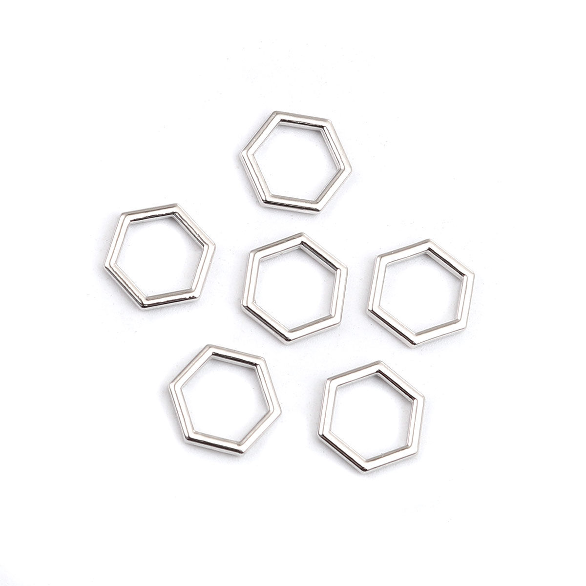 Image de Connecteurs en Alliage de Zinc Ruche Plaqué Platine Véritable Hexagone Creux 12mm x 10mm, 10 Pcs