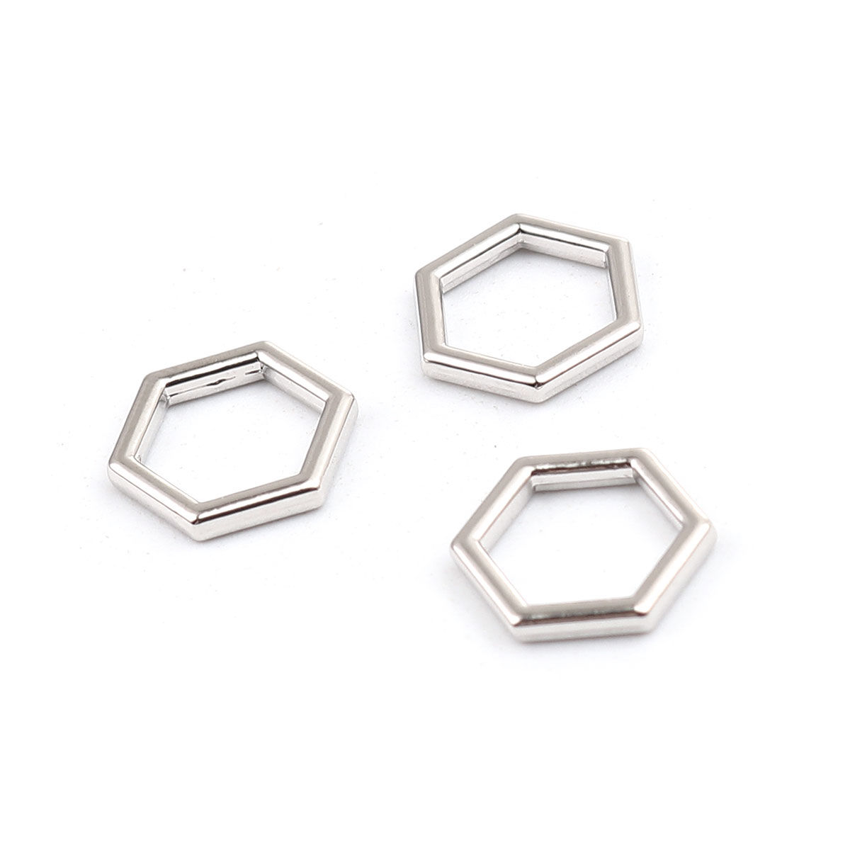 Image de Connecteurs en Alliage de Zinc Ruche Plaqué Platine Véritable Hexagone Creux 12mm x 10mm, 10 Pcs