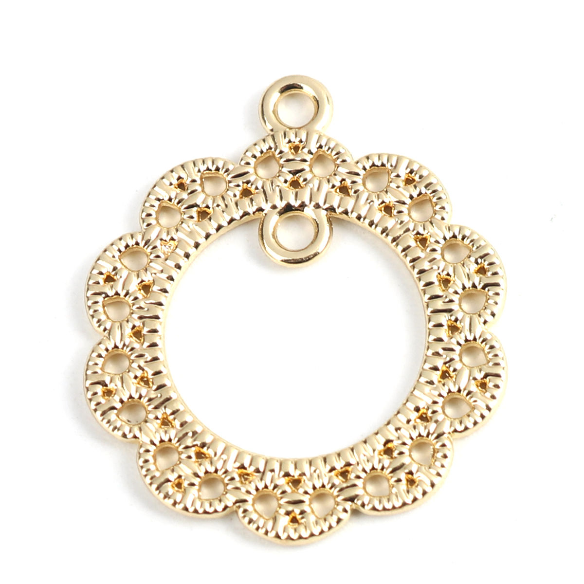Picture of Zinc Based Alloy Charms Round Gold Plated Flower 28mm x 24mm, 10 PCs