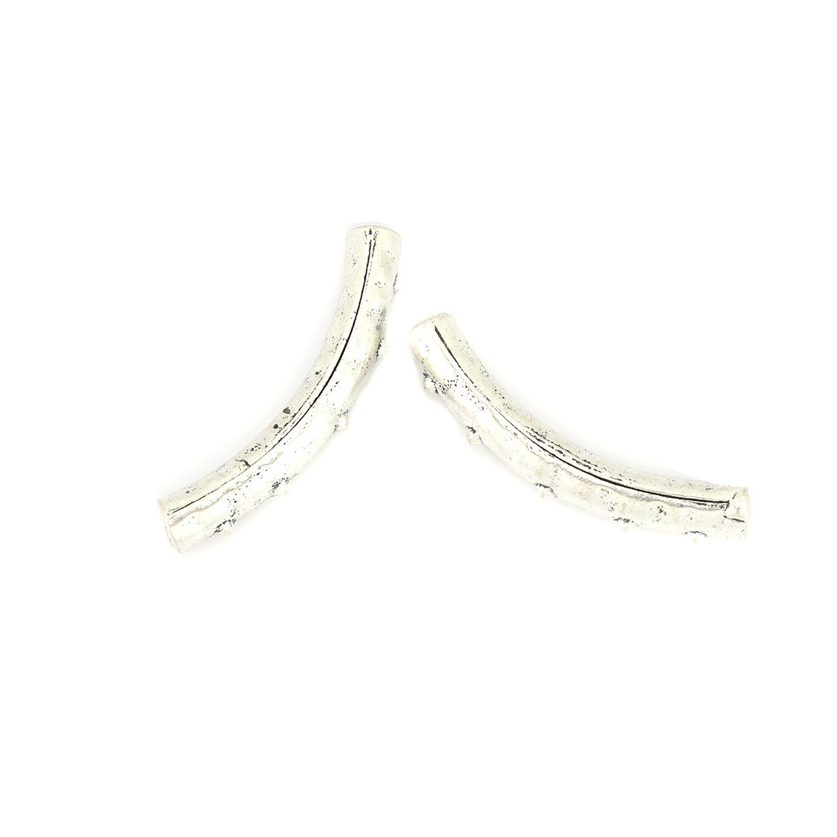 Imagen de Zamak Cuentas Tubo Curvado Plata Antigua Aprox 46mm x 11mm, Agujero: Aprox 4.1mm, 5 Unidades