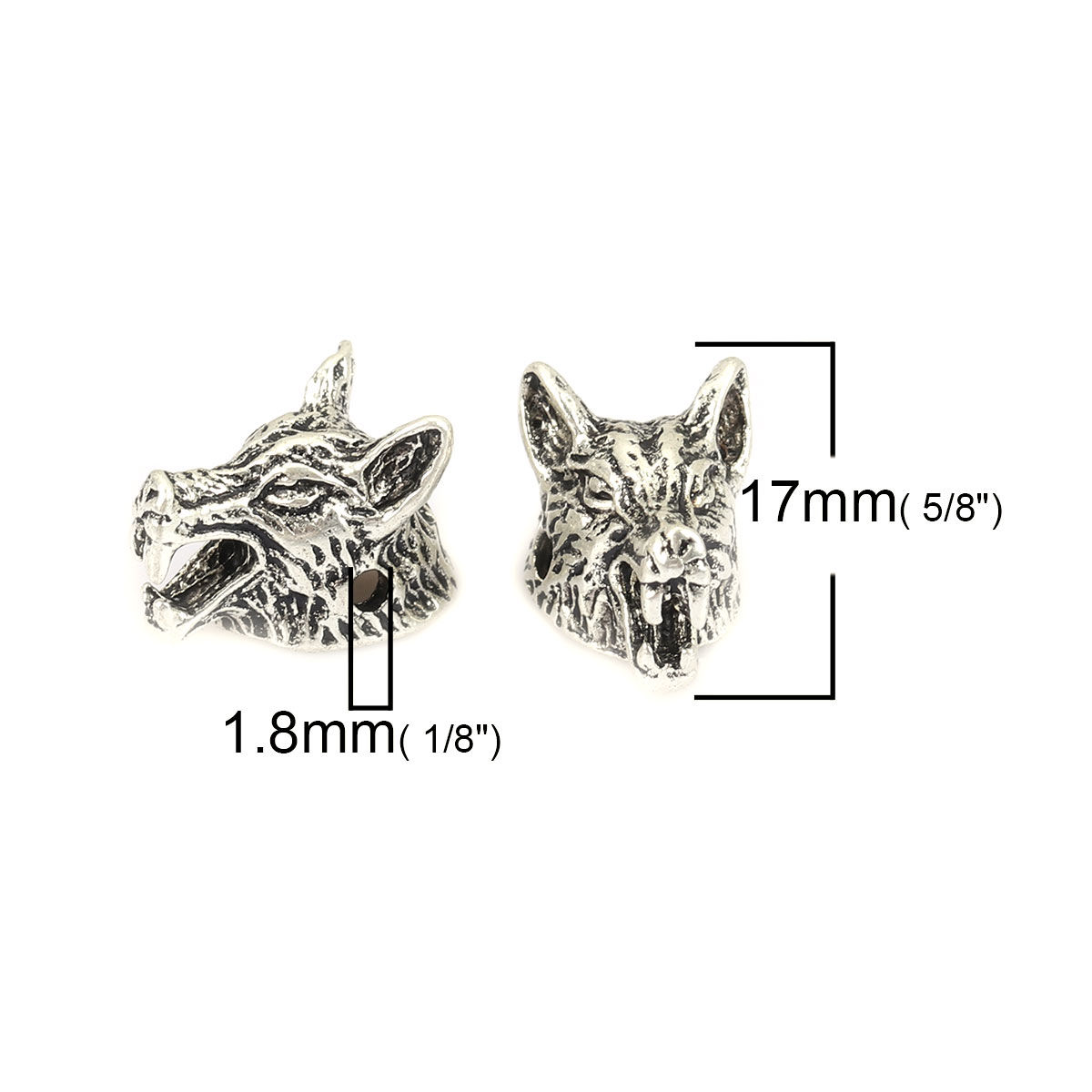 Imagen de Zamak Cuentas Lobo Plata Antigua Aprox 17mm x 11mm, Agujero: Aprox 1.8mm, 10 Unidades