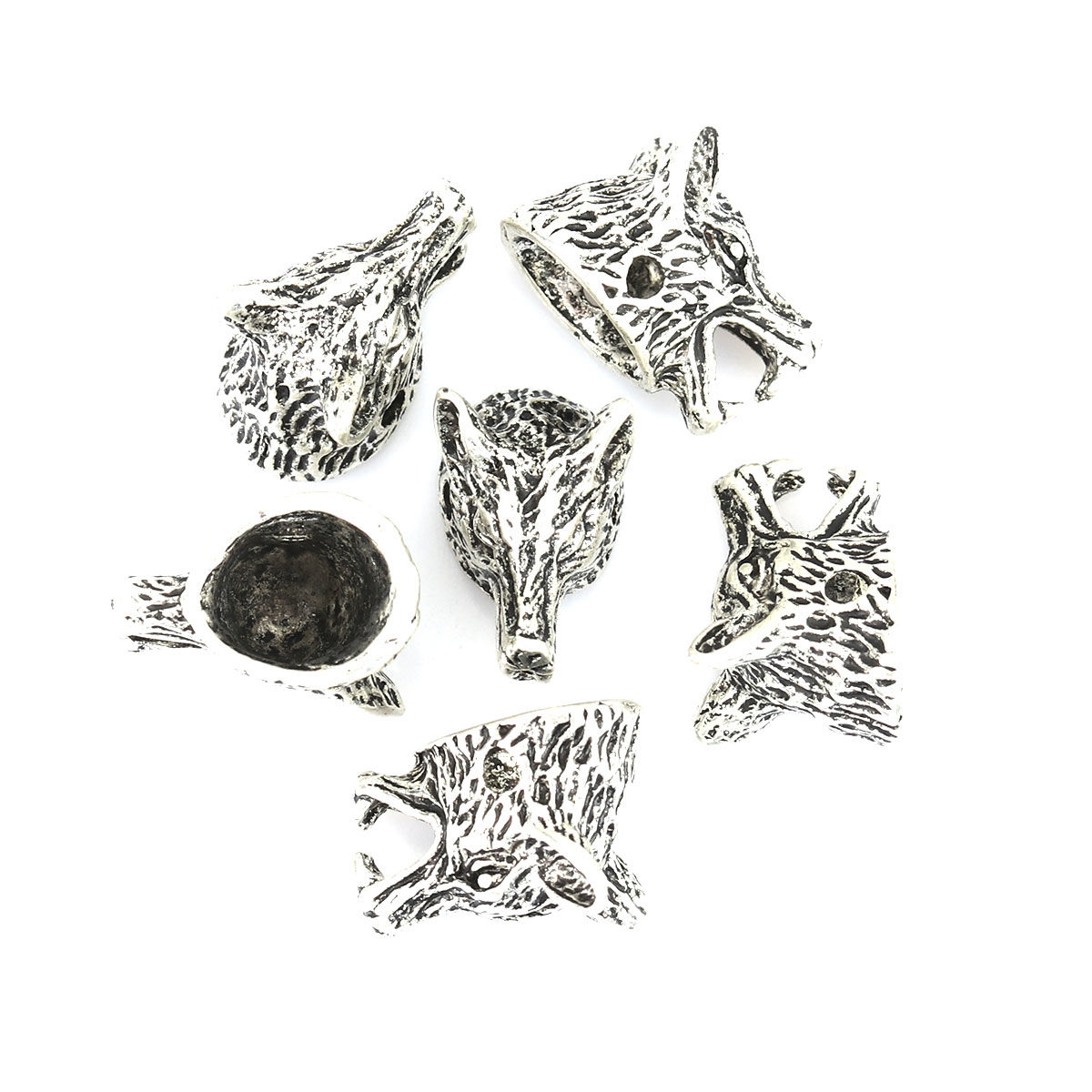 Imagen de Zamak Cuentas Lobo Plata Antigua Aprox 17mm x 11mm, Agujero: Aprox 1.8mm, 10 Unidades