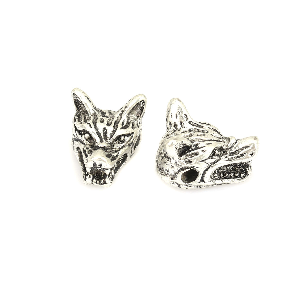 Imagen de Zamak Cuentas Lobo Plata Antigua Aprox 12mm x 10mm, Agujero: Aprox 1.8mm, 10 Unidades