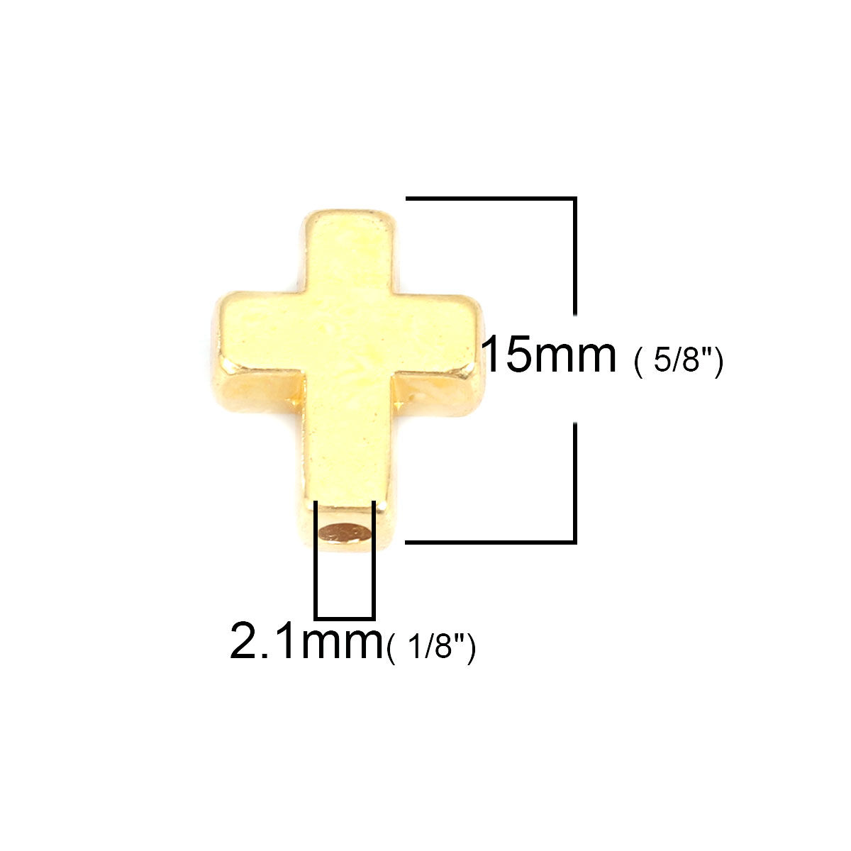 Picture of Zinc Based Alloy Spacer Beads Cross Gold Plated About 15mm x 12mm, Hole: Approx 2.1mm, 20 PCs