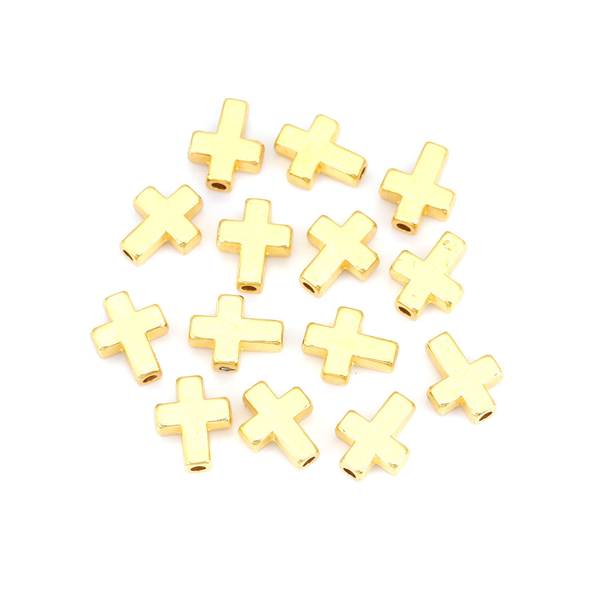 Picture of Zinc Based Alloy Spacer Beads Cross Gold Plated About 15mm x 12mm, Hole: Approx 2.1mm, 20 PCs