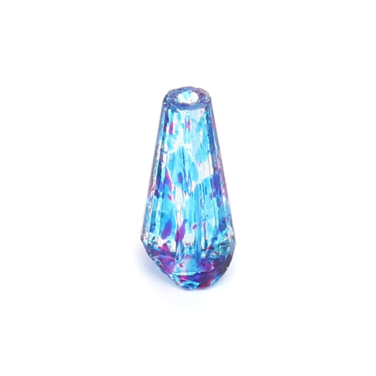 Picture of Glass Beads Tower Blue & Fuchsia Spot Plating About 15mm x 8mm, Hole: Approx 1mm, 20 PCs