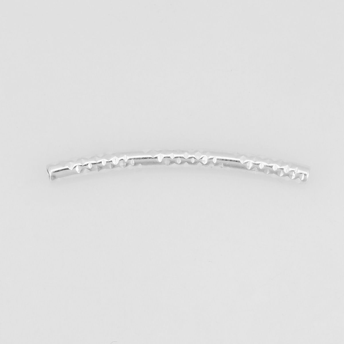 Picture of Brass Beads Curved Tube Silver Plated Carved Pattern About 24mm x 3mm, Hole: Approx 1mm, 50 PCs