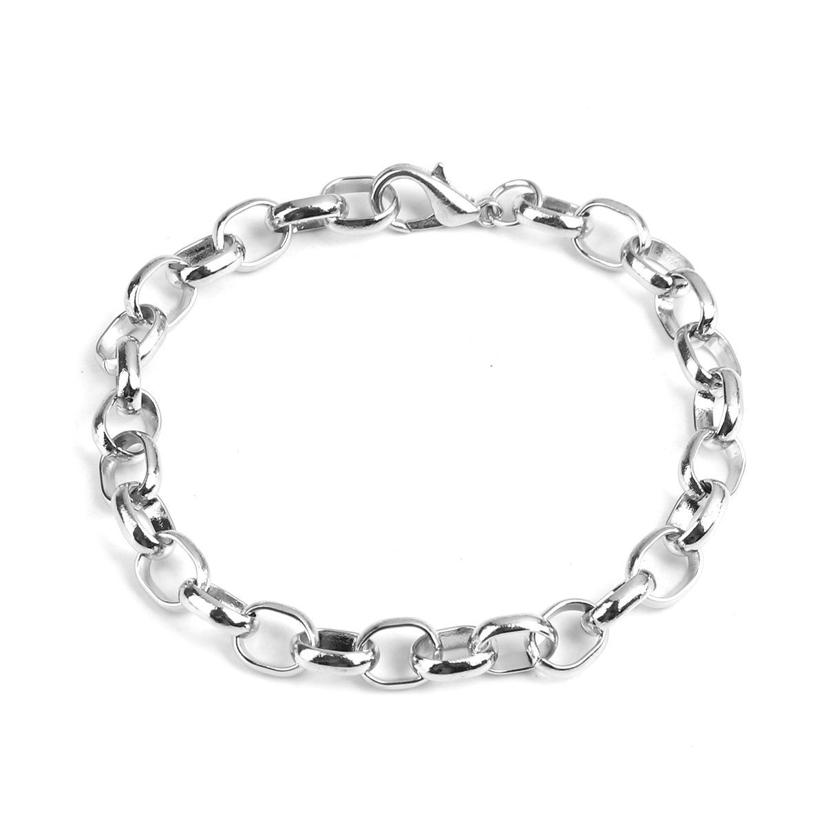 Picture of Zinc Based Alloy Link Cable Chain Lobster Clasp Bracelets Silver Tone 20cm(7 7/8") long, 12 PCs