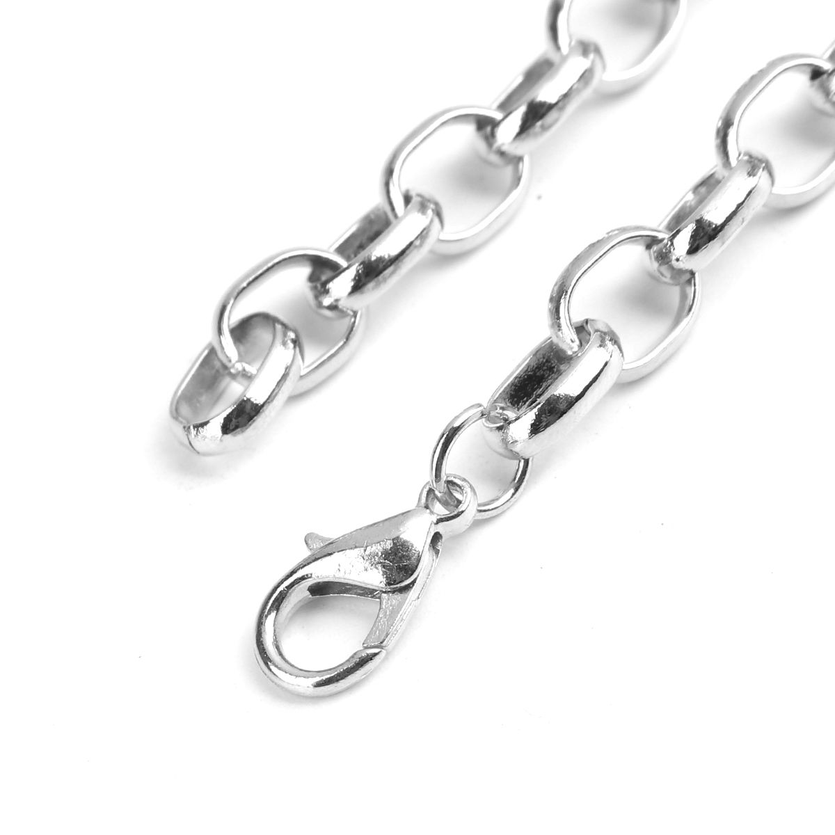 Picture of Zinc Based Alloy Link Cable Chain Lobster Clasp Bracelets Silver Tone 20cm(7 7/8") long, 12 PCs