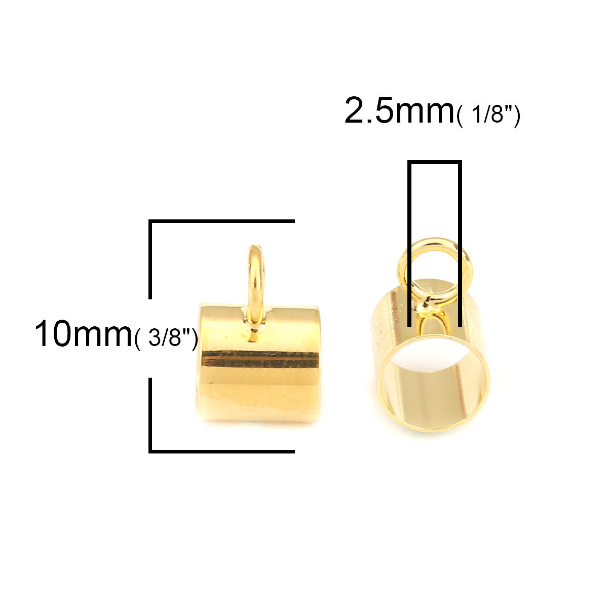 Immagine di Ottone Perline Bails Cilindrico Oro Placcato 10mm x 6mm, 10 Pz