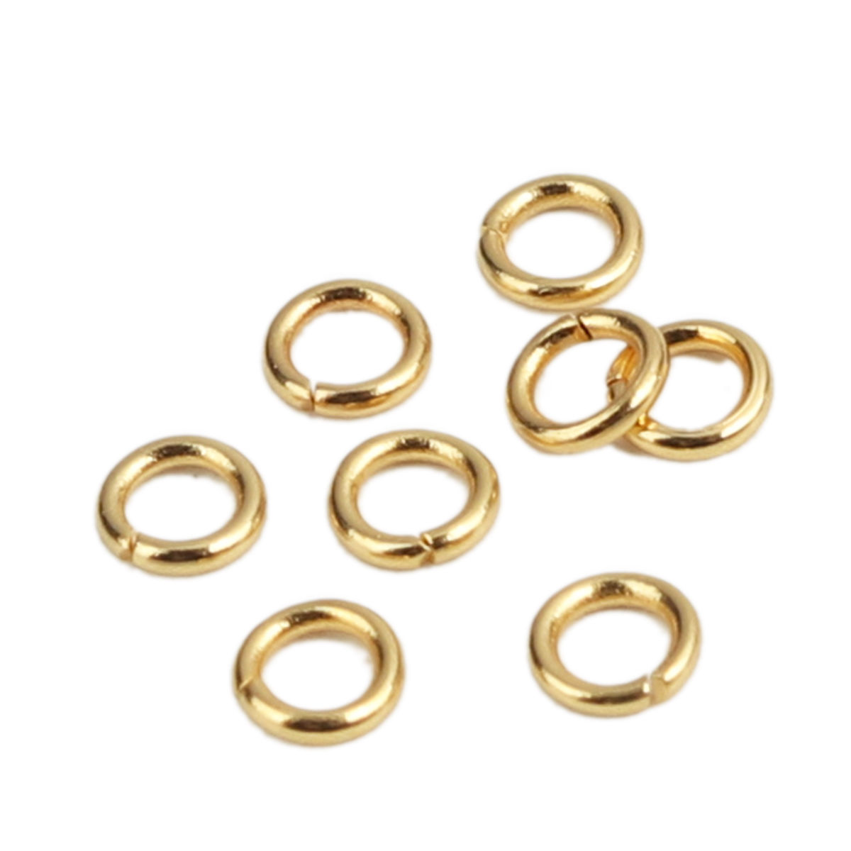 Picture of 50 PCs 4mm Dia., 0.8mm(20 gauge) Stainless Steel Open Jump Rings Findings For Jewelry Making Gold Plated Circle Ring