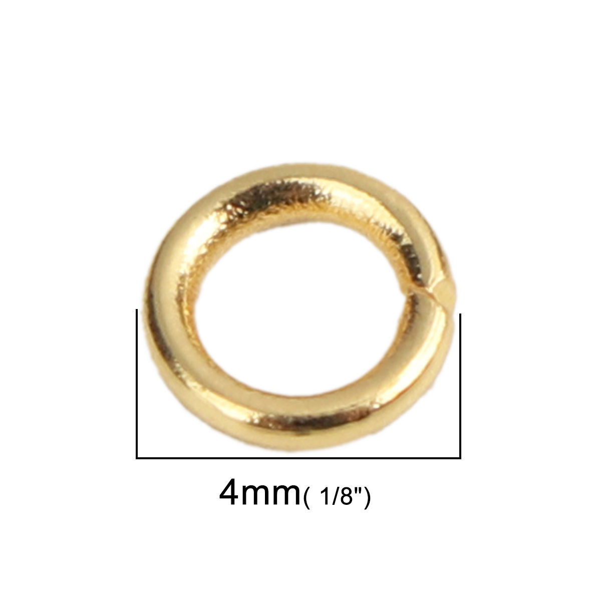 Picture of 50 PCs 4mm Dia., 0.8mm(20 gauge) Stainless Steel Open Jump Rings Findings For Jewelry Making Gold Plated Circle Ring