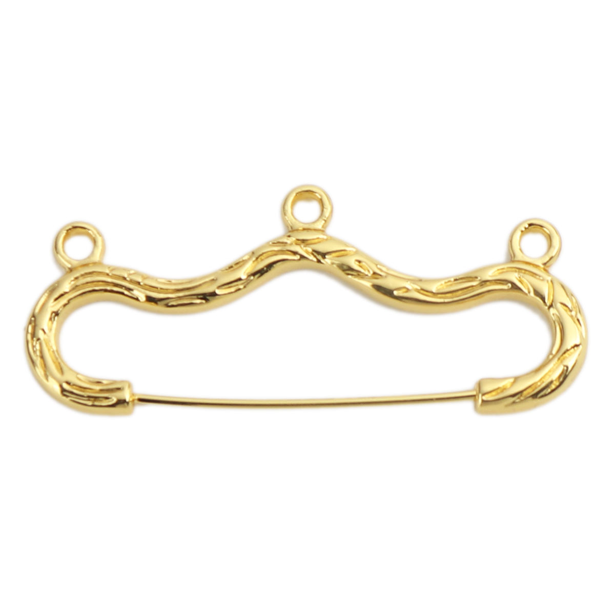 Image de Broche Epingle en Alliage de Zinc Forme Portemanteau Doré Rayées, avec Boucle 4.6cm x 2cm, 10 Pcs