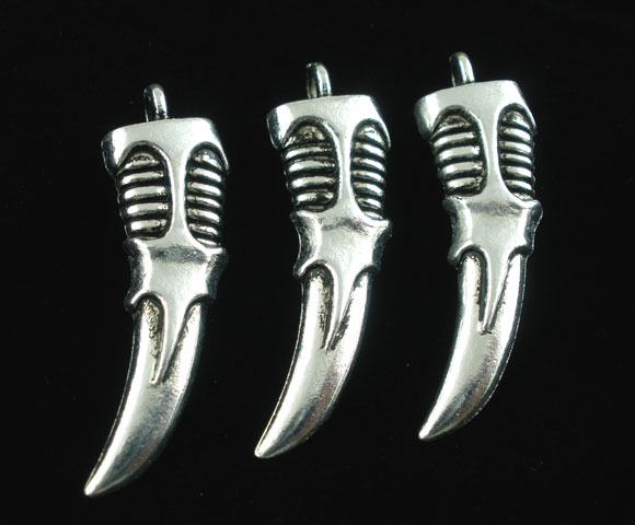 Picture of 10PCs Antique Silver Color Horn Charms Pendants 36x11mm