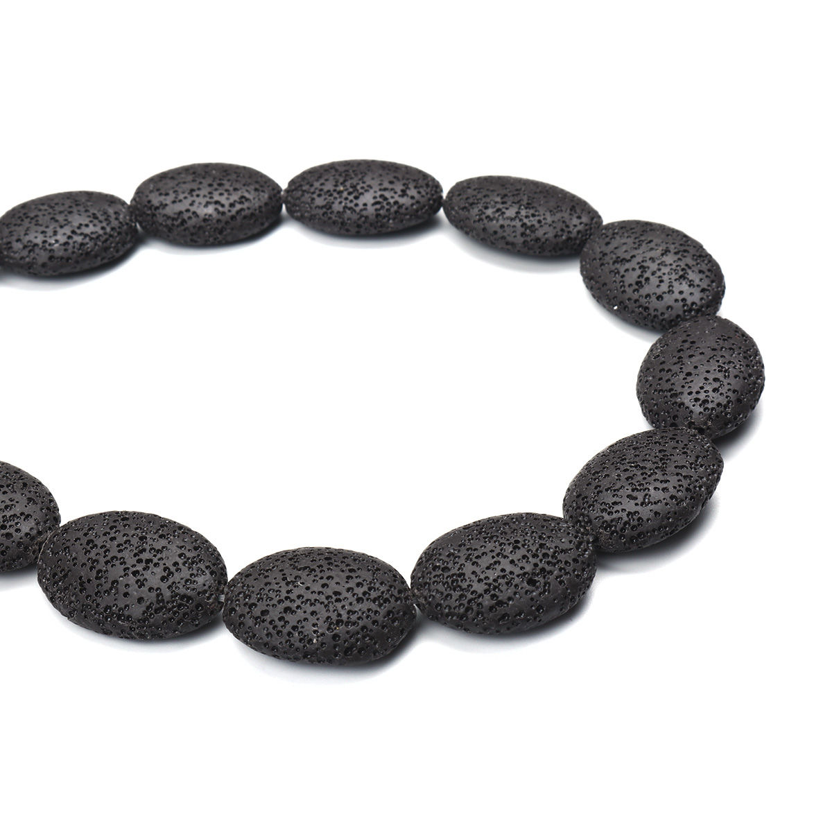 Picture of (Grade A) Lava Rock ( Natural ) Beads Oval Black About 27mm x 20mm - 26mm x 19mm Dia., Hole: Approx 2mm, 40cm(15 6/8") long, 1 Strand (Approx 15 PCs/Strand)