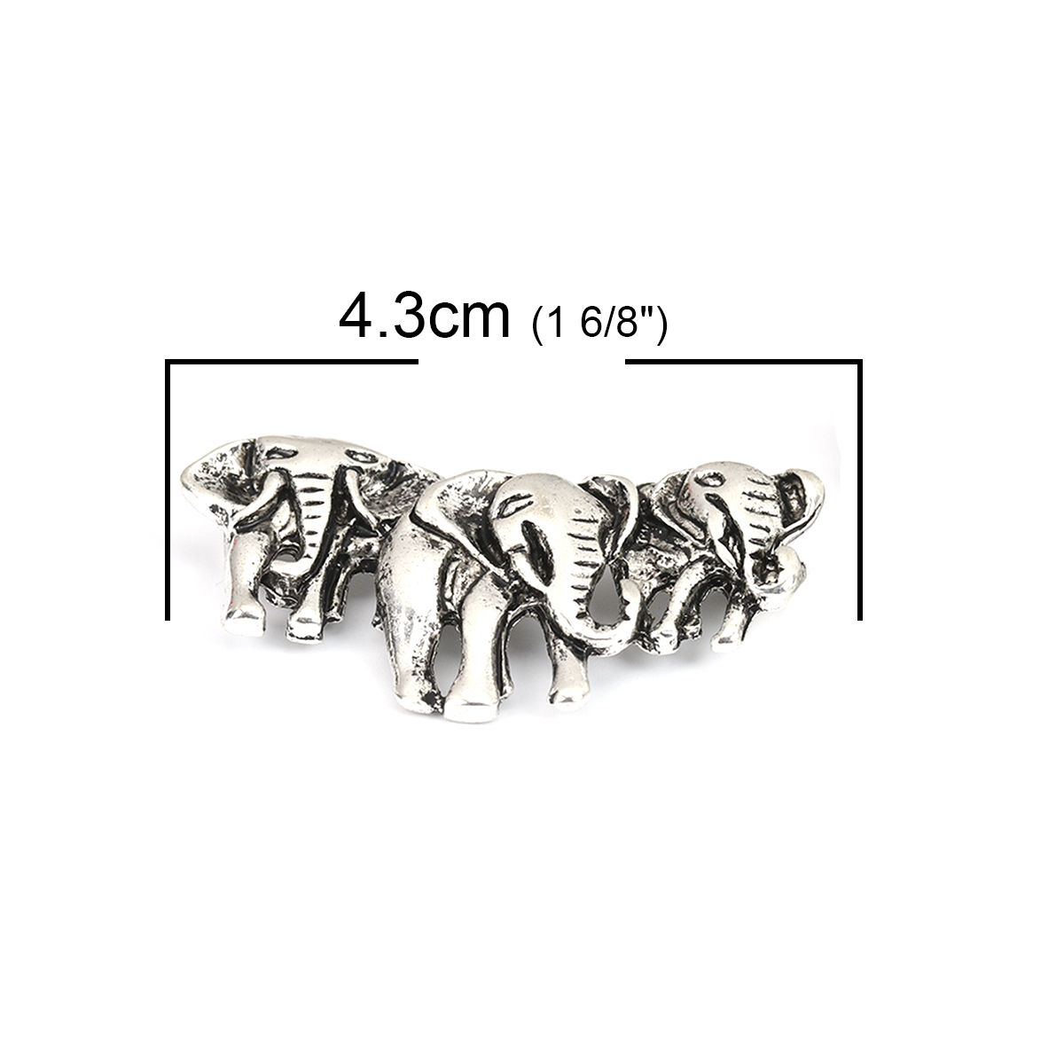 Image de Bouton de Haute Couture en Alliage de Zinc Troué Eléphant Argent Vieilli 4.3mm x 2.4mm, 5 Pcs
