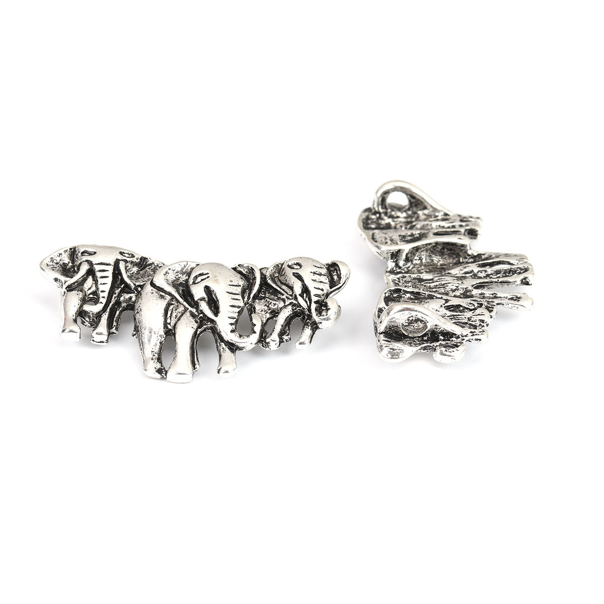 Image de Bouton de Haute Couture en Alliage de Zinc Troué Eléphant Argent Vieilli 4.3mm x 2.4mm, 5 Pcs