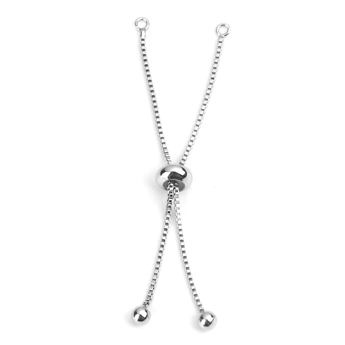 Picture of Brass Adjustable Slider/ Slide Bolo Bracelets Round Real Platinum Plated 6.5cm long, 1 Piece