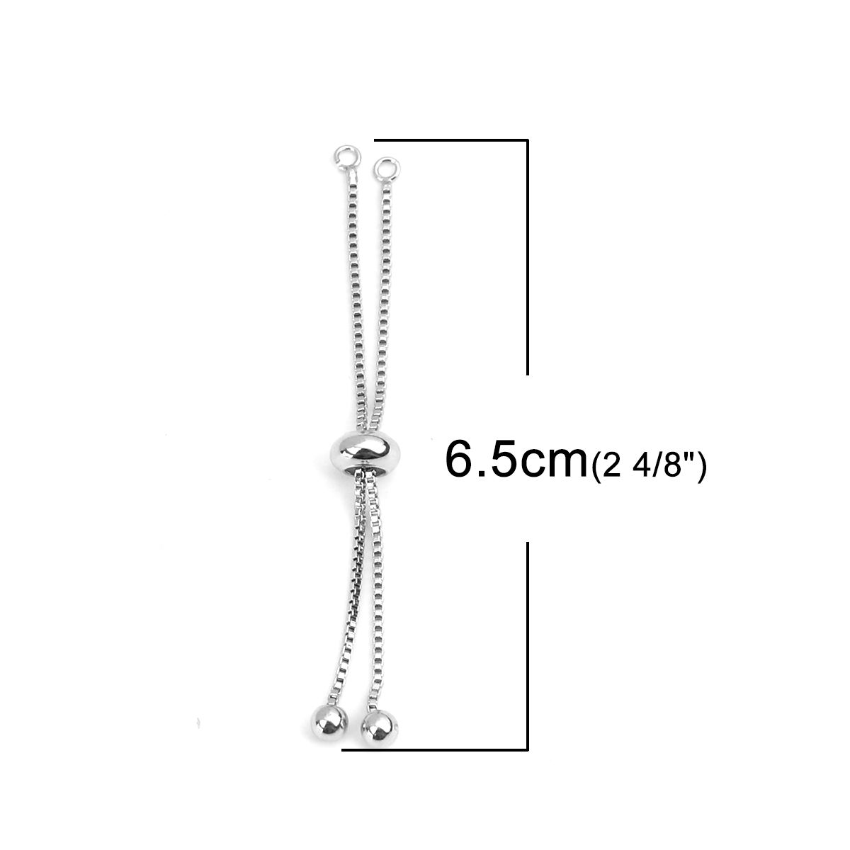 Picture of Brass Adjustable Slider/ Slide Bolo Bracelets Round Real Platinum Plated 6.5cm long, 1 Piece