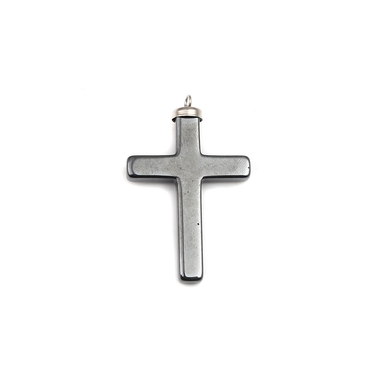 Imagen de (Grado A) Hematite ( Natural ) Colgantes Tono de Plata Negro de Pistola Cruz Transparente Rhinestone 4.6cm x 3cm, 5 Unidades