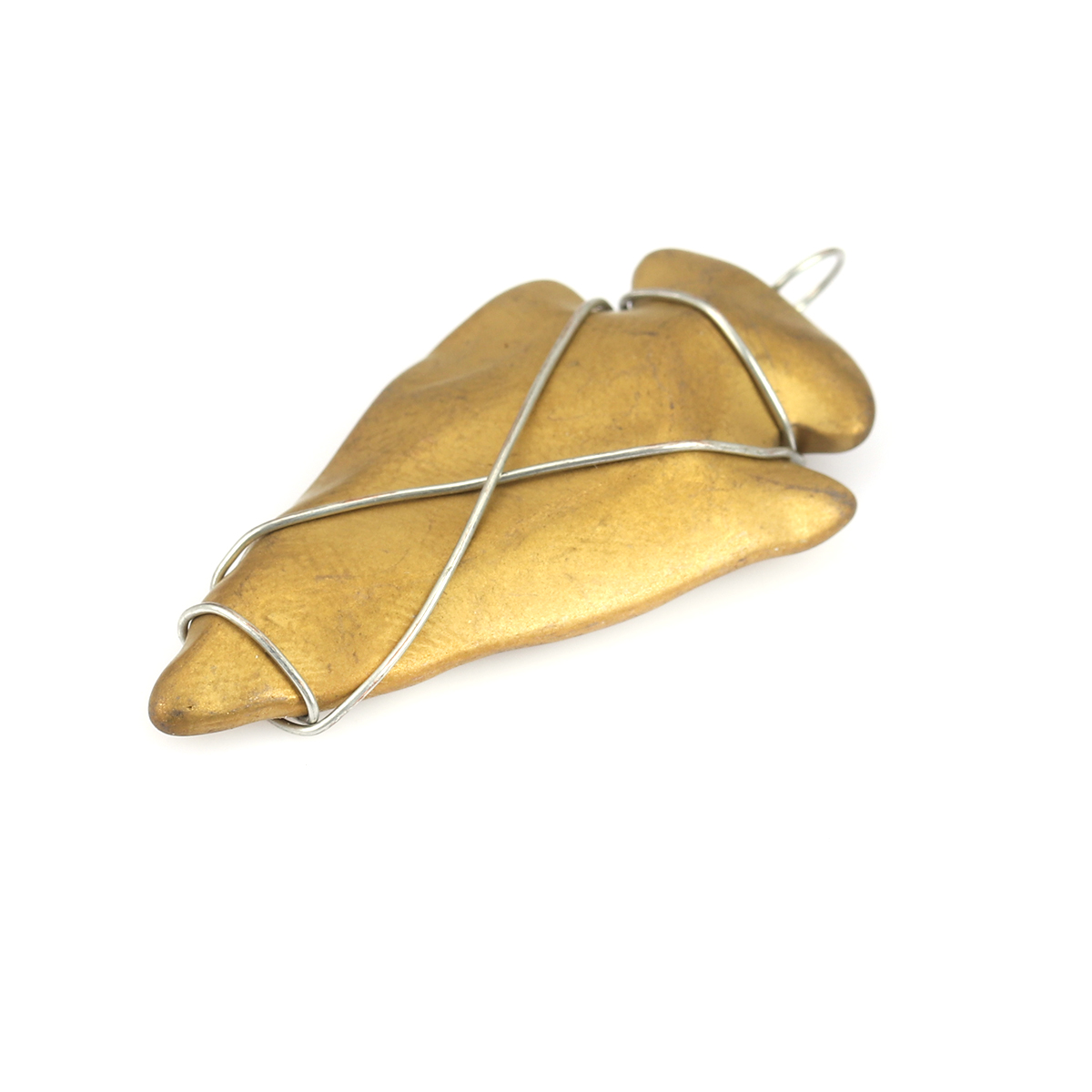 Picture of (Grade B) Hematite ( Natural ) Pendants Golden Arrowhead Wrapped 5.3cm x 2.5cm, 1 Piece